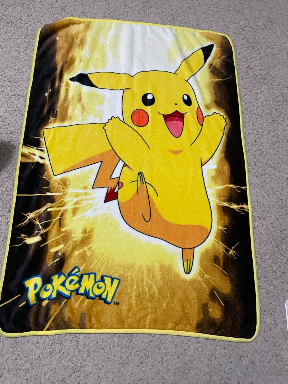 Pokemon Yellow Pikachu Lightning Plush Throw